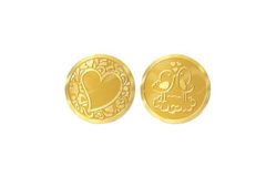 Шоколадные монеты «Любовь», молочный шоколад, золотая фольга, в коробке по 500шт