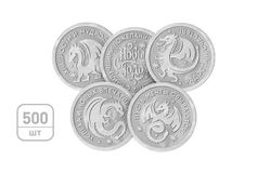 Шоколадная монета «2024 год – Год Дракона» 6г, горький шоколад, серебряная фольга, в коробке по 500шт