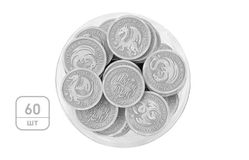 Шоколадная монета «2024 год – Год Дракона» 6г, горький шоколад в серебяной фольге, в тубе по 60шт.