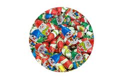 Елочная игрушка из шоколада Деды Морозы/Снеговики/Гномы 13г в тубах по 45 штук [коробка 180 штук]