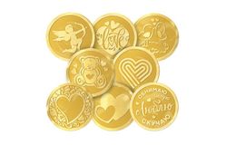 Шоколадная монета «Любовь» 6г в тубе по 60шт [молочный, золото]