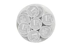 Шоколадная монета «Рубль» 6г, молочный шоколад в серебряной фольге, в тубе по 60шт.
