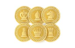 Шоколадные монеты «Шахматы» 6г, молочный шоколад в золотой фольге, в тубе по 60 штук