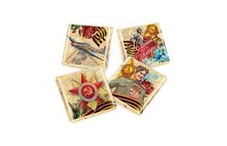 Шоколадный набор «9 мая ДЕНЬ ПОБЕДЫ!» из 16 шоколадок 5г в золотой жестяной банке, 80г