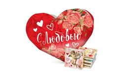 Шоколадный набор «Сердце» "Букет роз" из 15 шоколадок 5г [75г] 150х170х30 мм