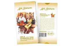 Mr.Brown – шоколад молочный с миндалем 100г в картонной упаковке, в блоке по 20 штук