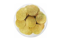 Шоколадная монета «Золото Майя», горький шоколад в золотой фольге, в тубе по 60шт.