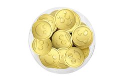 Шоколадная монета «Смайлики» 6г, молочный шоколад в золотой фольге, в тубе по 60шт.