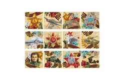 Шоколадный набор «9 мая ДЕНЬ ПОБЕДЫ!» из 16 шоколадок 5г в золотой жестяной банке, 80г