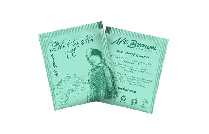 Mr.Brown - чай пакетированный черный с мятой 300х2г в конверте