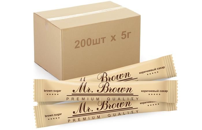 Сахар порционный стик 5г «Mr.Brown» тростниковый в коробках по 1кг