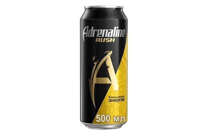 Напиток энергетический Адреналин Раш (Adrenalin Rush), Апельсиновая энергия (желтый) 0,449л ж/б, [упаковка 6шт.]