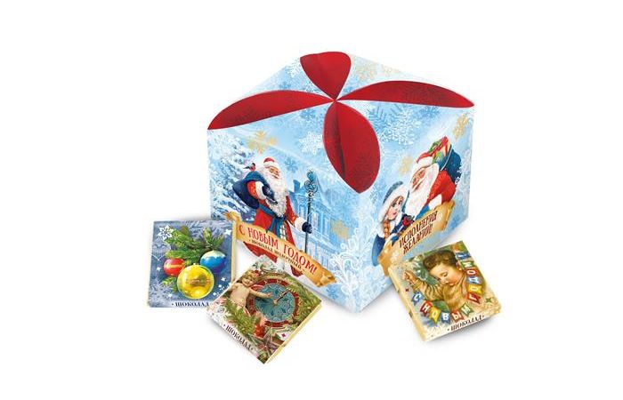 Новогодний шоколадный набор «Дед Мороз» в коробке «Калейдоскоп» 100г из 20 шоколадок 5г