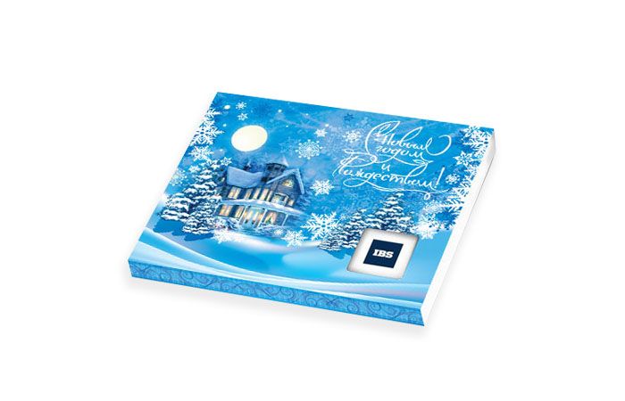 Новогодний шоколадный набор «Пенал» из 12 шоколадок 5г [60г] коробка «Избушка» шоколад с логотипом клиента