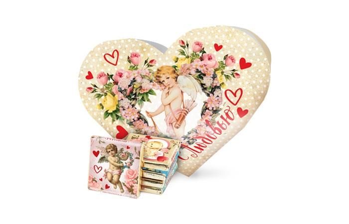 Шоколадный набор «Сердце» "Ты мой ангел" из 15 шоколадок 5г [75г] 150х170х30 мм