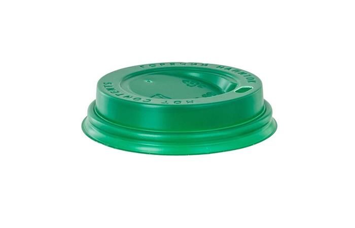 Крышка для стаканов D=80 мм (под 200-250 мл) зеленая с питейником по 100 шт. [коробка 1000 шт.]