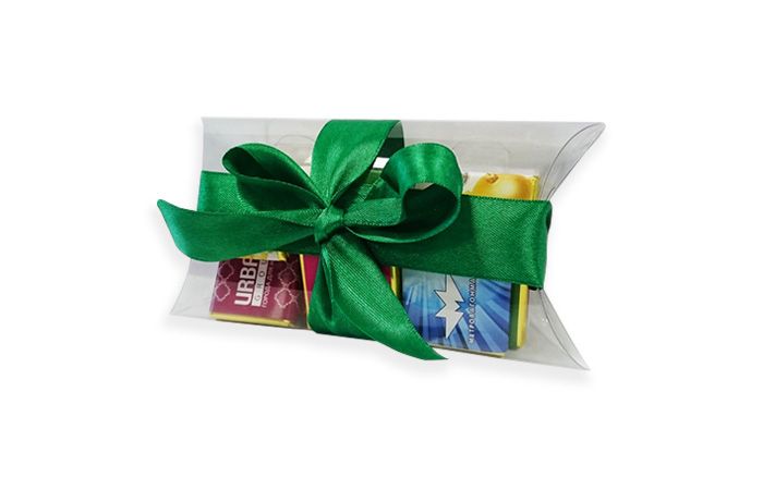 Шоколадный набор в пластиковой упаковке «подушка» 75г из 15 шоколадок с логотипом клиента