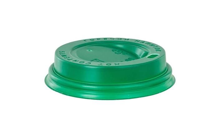 Крышка для стаканов D=90 мм (под 300-400 мл) зеленая с питейником по 100 шт. [коробка 1000 шт.]