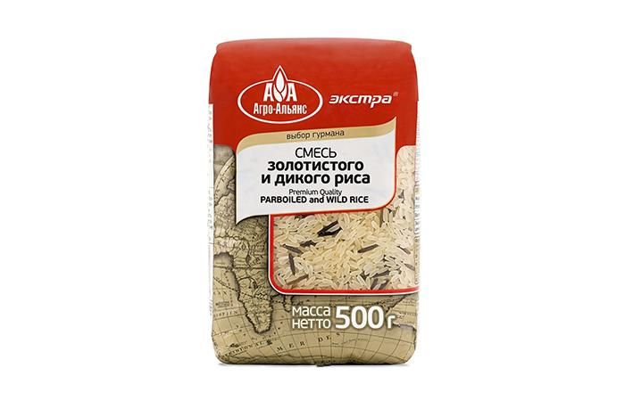 Агро-Альянс – смесь золотого и дикого риса Экстра 500г в упаковке по 8 штук