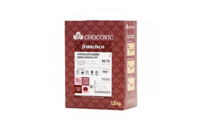 Chocovic – Шоколад темный FRANCISCO 55,1% какао (CHD-Q56CHCV-69B) 1,5кг в коробке по 8шт.