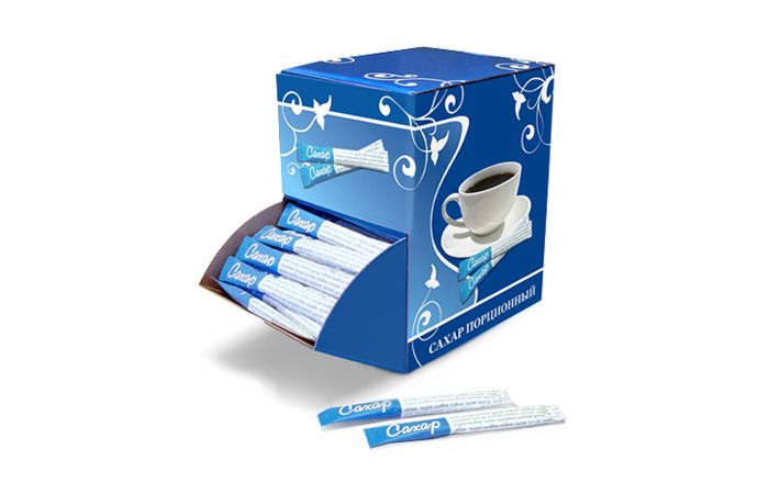 Порционный сахар в коробке Office-box синий 1кг в коробках по 6 штук
