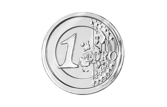 Шоколадные монеты «Евро», 6г в коробках по 500 штук, молочный шоколад, серебряная фольга