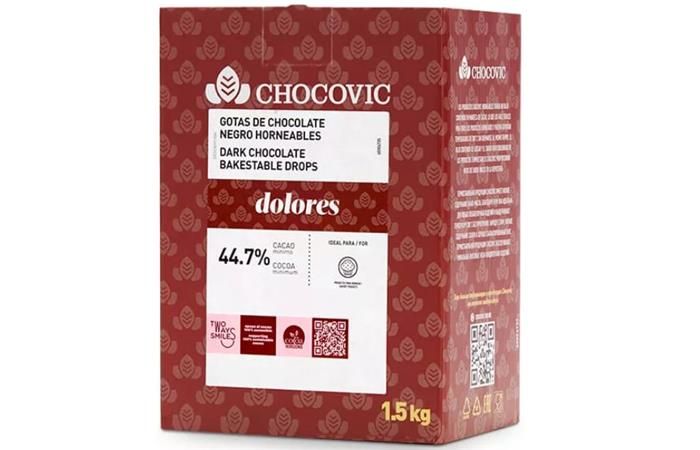 Chocovic - Шоколад темный термостабильные капли Dolores 44,7% какао (CHD-DR-854CHVC-69B) 1,5кг в коробке по 8шт.