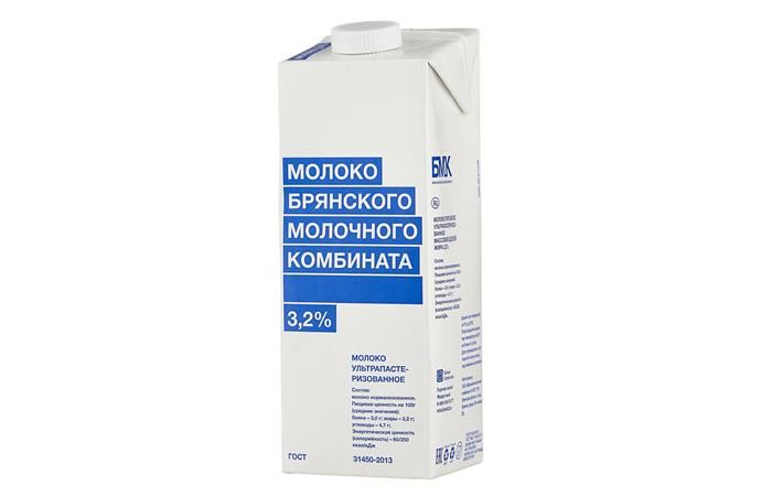 (М)(Ч/З) Молоко ультрапастеризованное "БМК" 3,2% ГОСТ 31450-2013, 1000 мл, в упаковке по 12шт